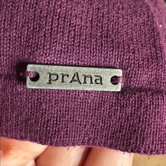 PrAna Misha Duster Knit Hoodie Sweater Black Plum Size Large - Picture 9 of 13